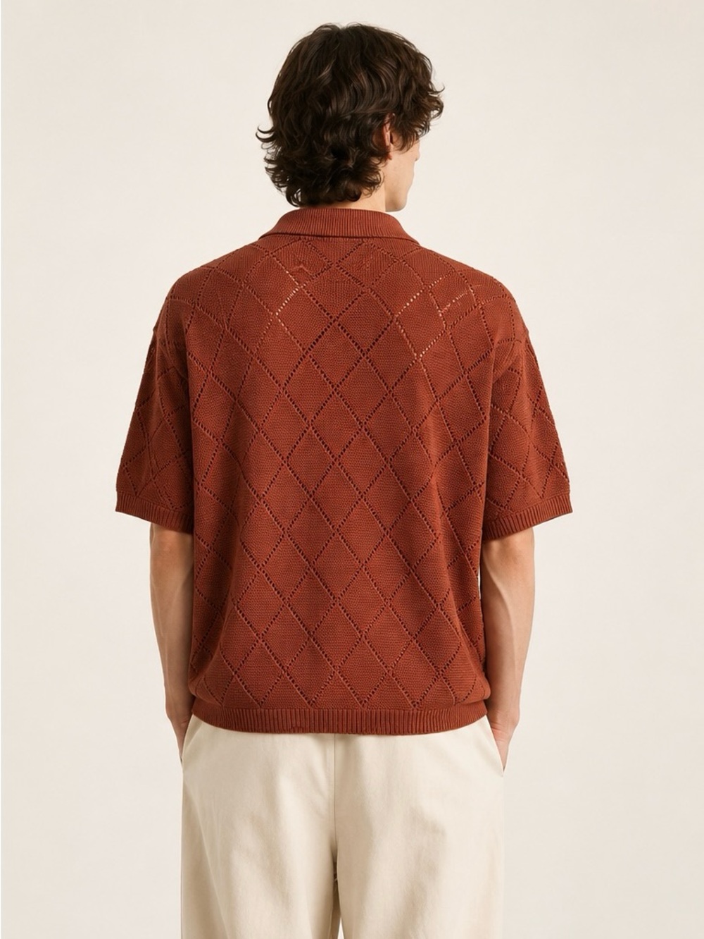 AND Men's Rust Open-Collar Short-Sleeve Button Shirt - Picture 2 of 9